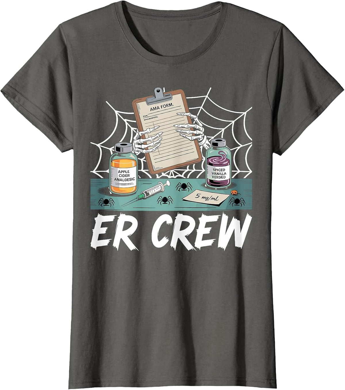 Emergency Department Nurse ER Crew Spooky Halloween T-Shirt - Asphalt Grey