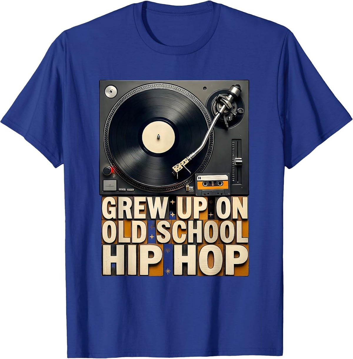 Men's Grew Up On Old School Hip Hop Retro Cassette Rap Nostalgia T-Shirt - Royal Blue