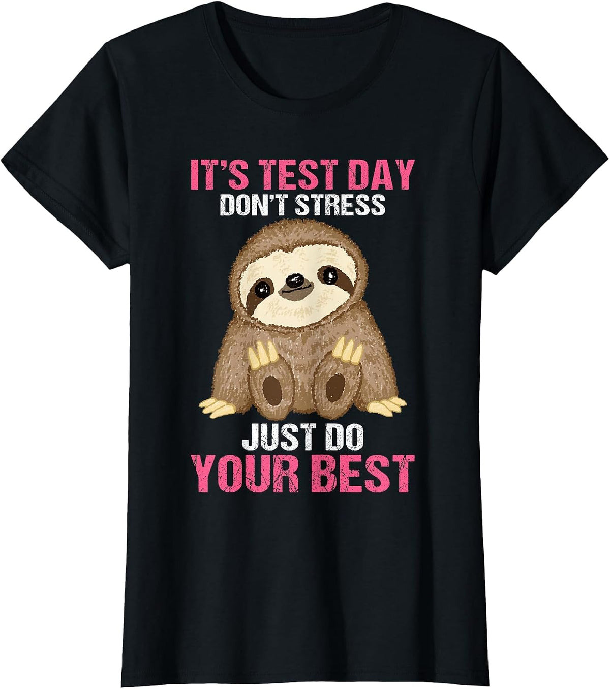 It's Test Day Sloth Teacher T-Shirt - Black