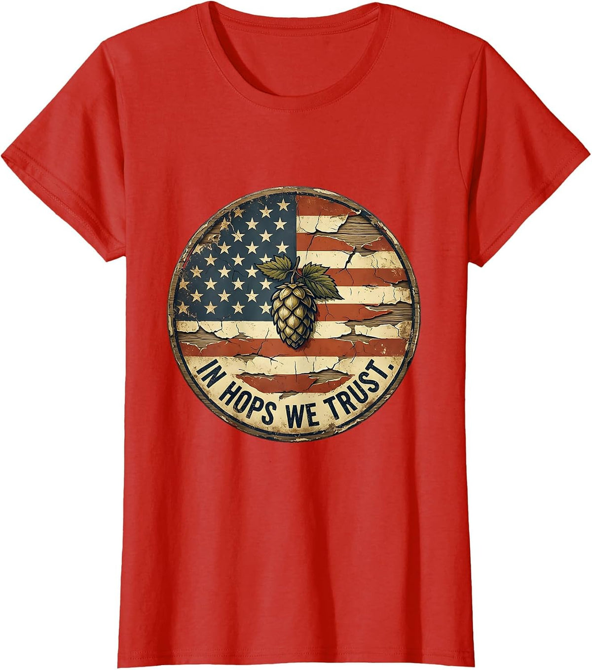 In Hops We Trust Craft Beer Lover Design T-Shirt - Red