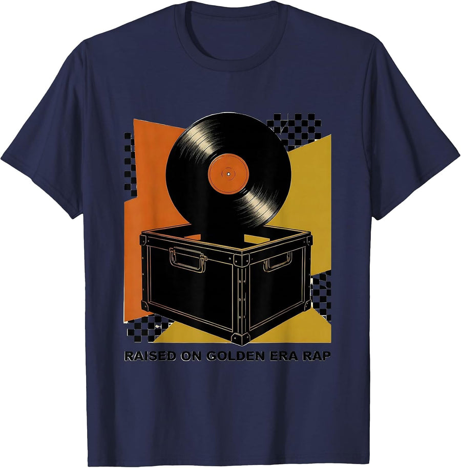 Raised On Golden Era Rap Old School Hip Hop Nostalgia T-Shirt - Navy Blue