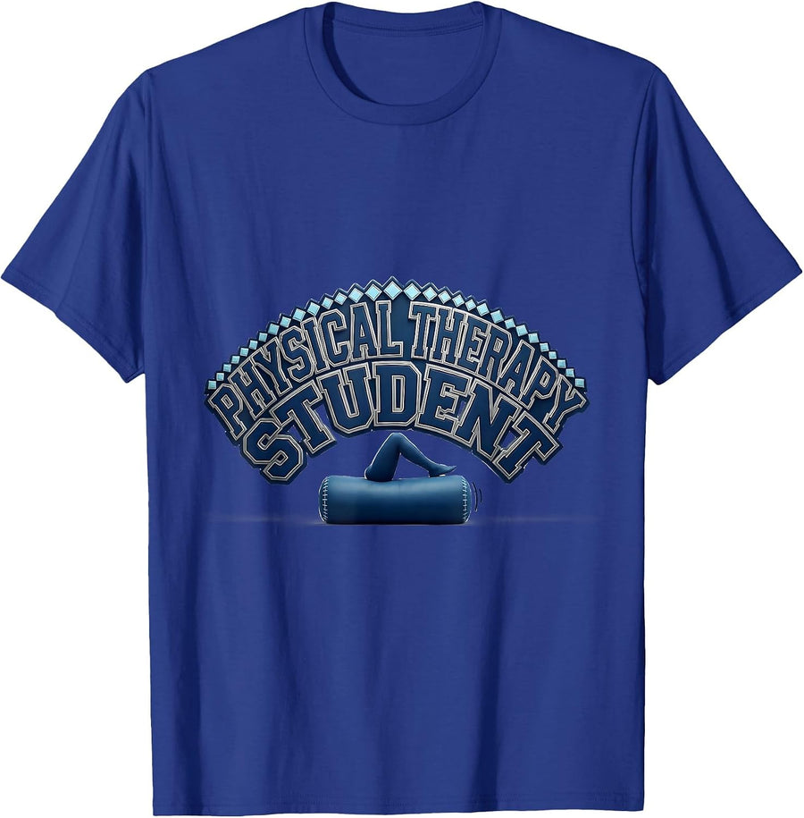 Physical Therapy Student Sparkle Varsity Therapy Bolster PT T-Shirt - Royal Blue