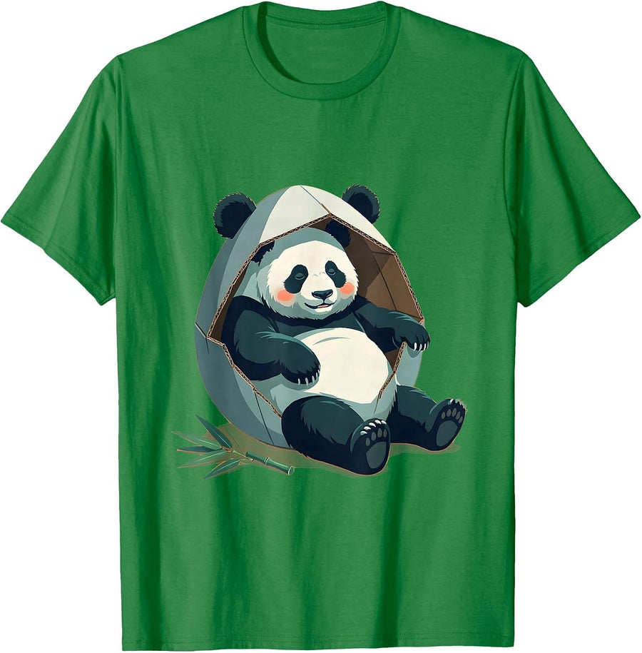 Men's Giant Panda Lounging Costume Humor Kawaii Animal Lover T-Shirt - Kelly Green