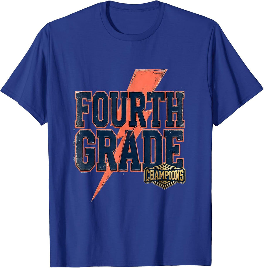 Fourth Grade Champions Vintage Teacher Retro Back To School T-Shirt - Royal Blue