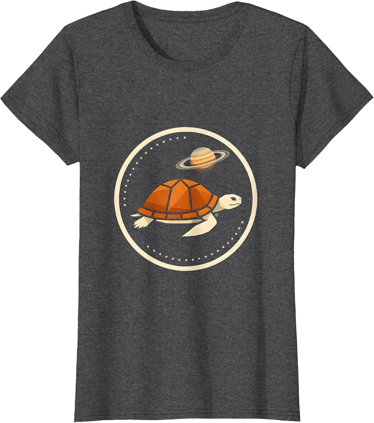 Women's Astronaut Turtle Drifting Through Outer Space T-Shirt - Dark Heather Grey