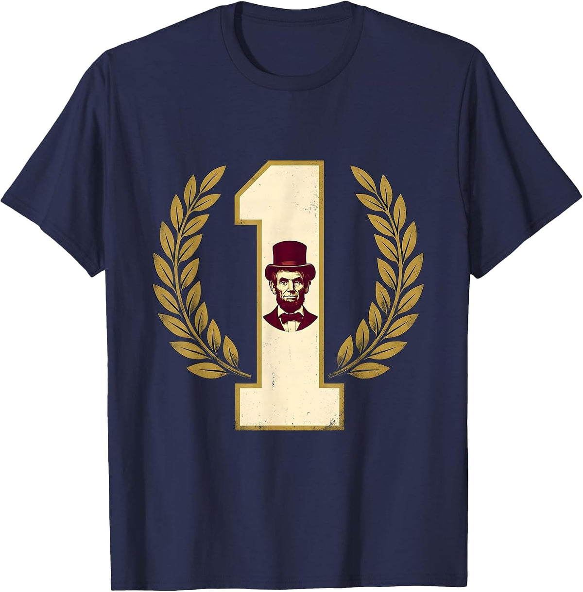 Men's Champion Lincoln Portrait Humor Sports Fan T-Shirt - Navy Blue