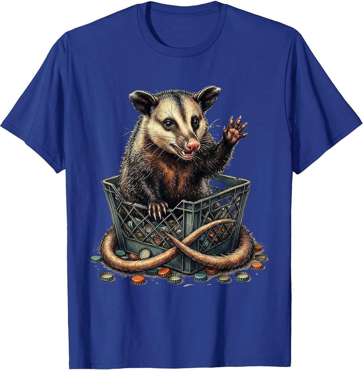 Opossum From Recycling Crate Deadpan Humor Possum Lover T-Shirt - Royal Blue