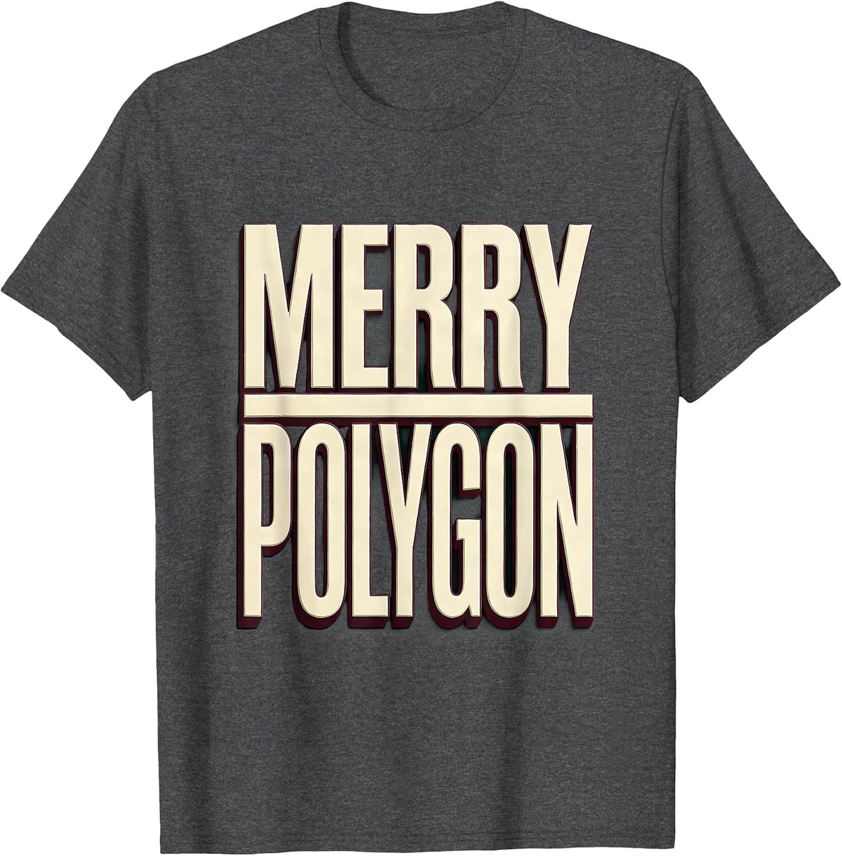 Men's Merry Polygon Funny Math Teacher Christmas STEM Humor T-Shirt - Dark Heather Grey