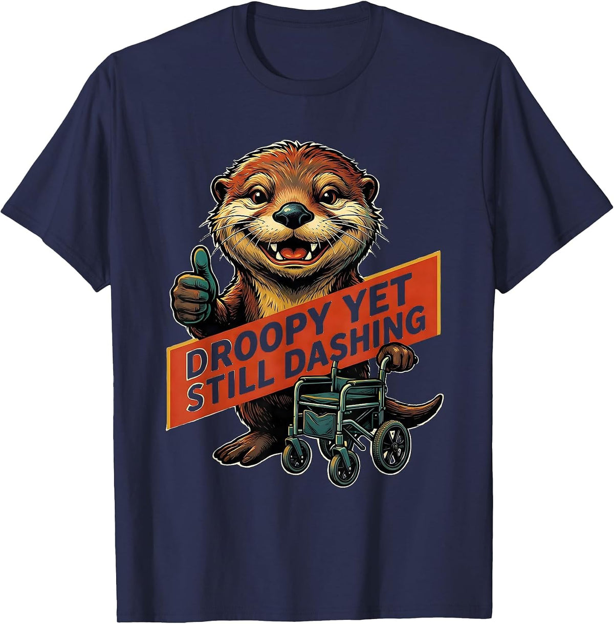 Droopy Yet Still Dashing Funny Retro Advertising Mascot T-Shirt - Navy Blue