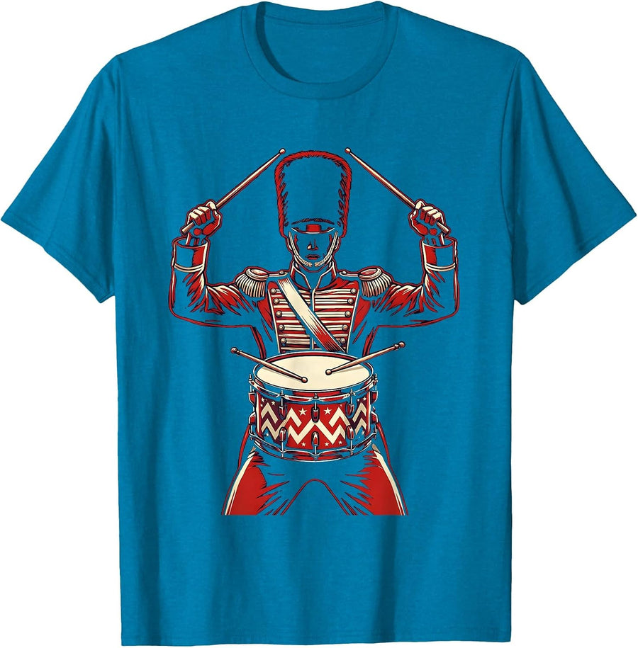 Kids Patriotic Drumline Marching Snare Drum T-Shirt - Sapphire Blue