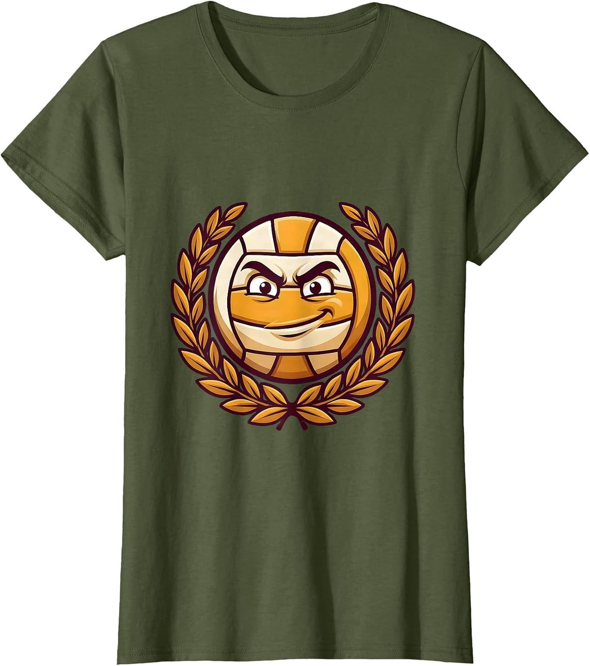 Women's Volleyball Laurel Wreath Champion Graphic T-Shirt - Olive Green