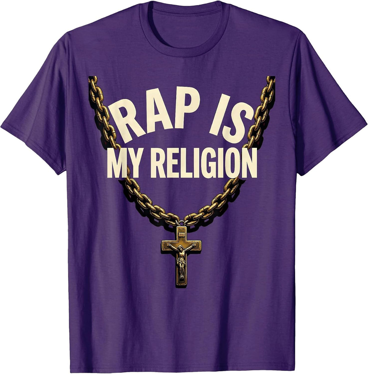 Rap Is My Religion Hip Hop Graphic Design T-Shirt - Purple