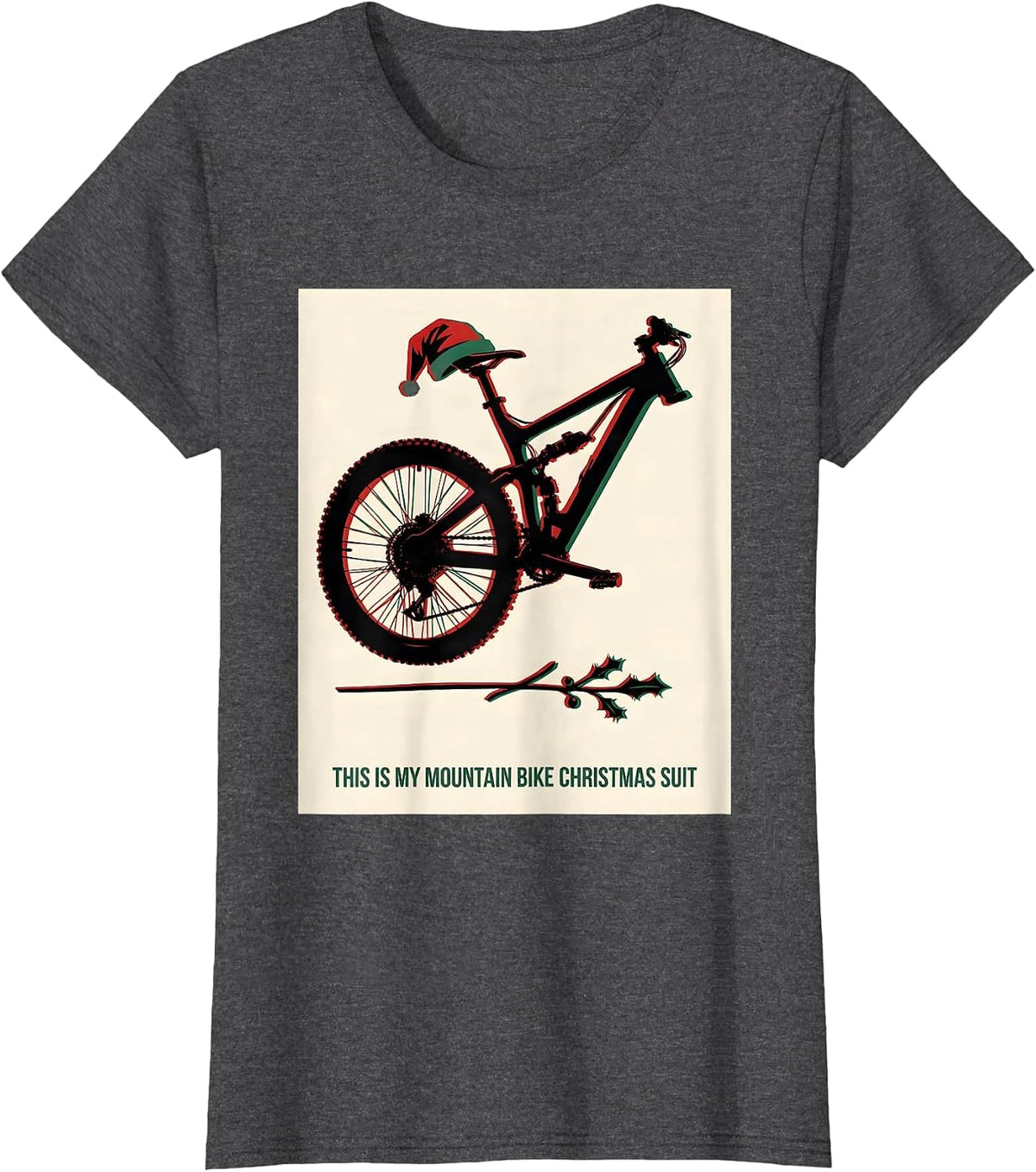 Women's This Is My Mountain Bike Christmas Suit Biker Santa T-Shirt - Dark Heather Grey