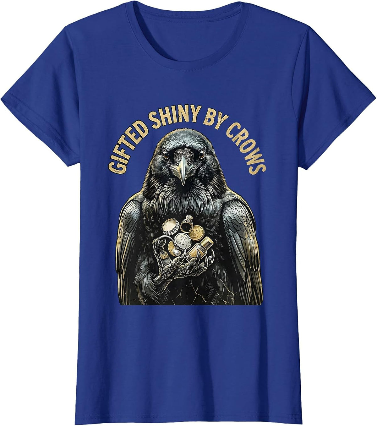 Women's Gifted Shiny By Crows Funny Bird Lover Design T-Shirt - Royal Blue