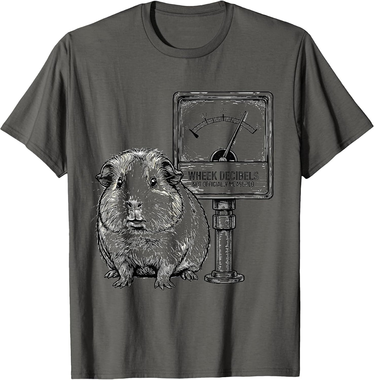 Wheek Decibels Not Officially Measured Funny Guinea Pig T-Shirt - Asphalt Grey