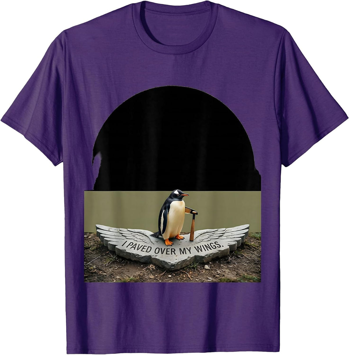 I Paved Over My Wings Funny Tactical Penguin Meme Humor T-Shirt - Purple