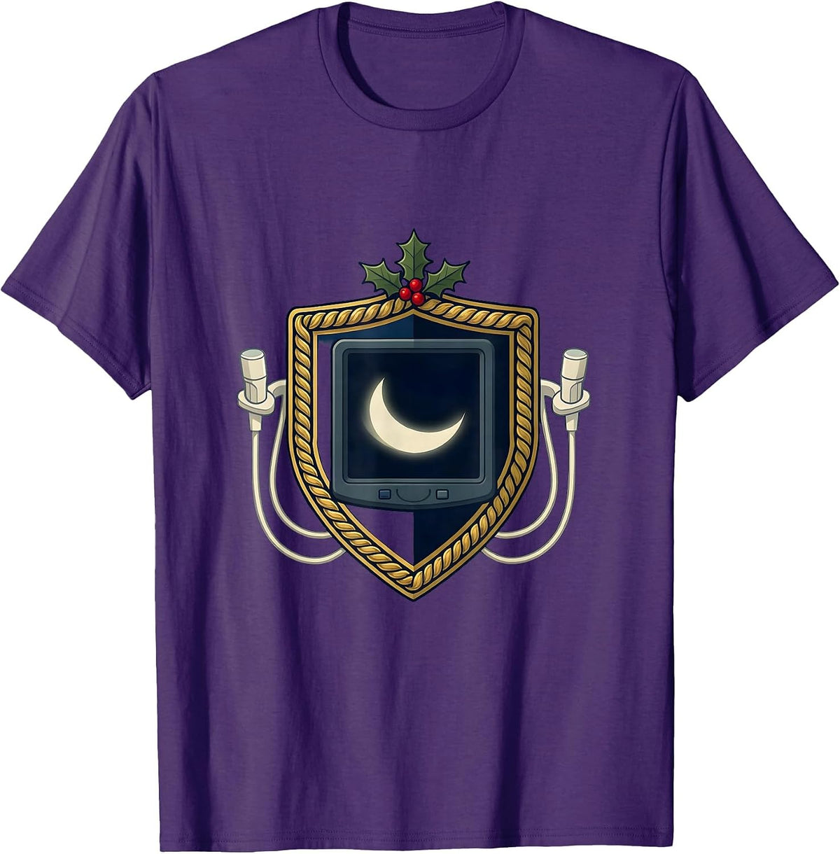 Men's Sonographer Shield Crest Ultrasound Tech Christmas Humor T-Shirt - Purple