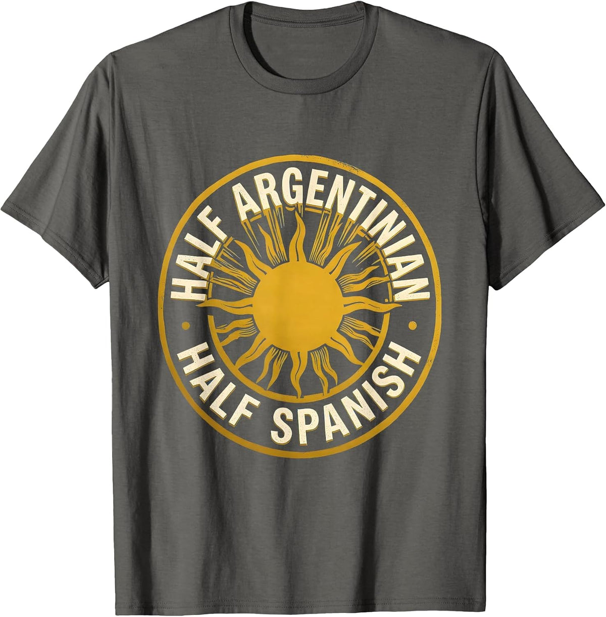 Half Argentinian Half Spanish Vintage Argentina Flag T-Shirt - Asphalt Grey