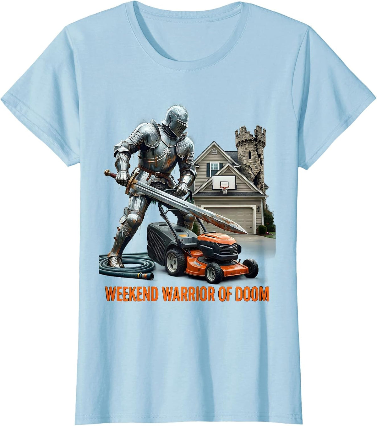 Women's Weekend Warrior of Doom Metal Band Graphic T-Shirt - Baby Blue