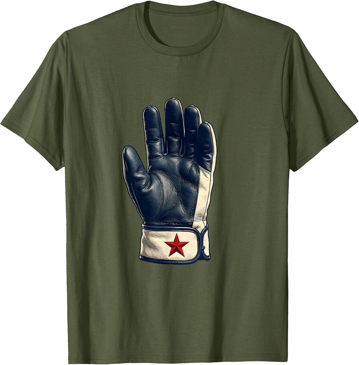Leather Glove Star Labor Day Patriotic Union Worker T-Shirt - Olive Green