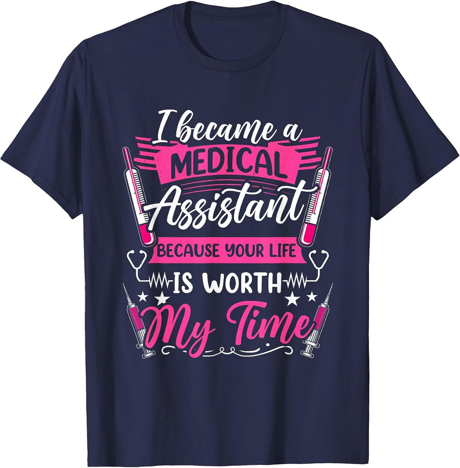 Medical Assistant Accessories Nursing Quote T-Shirt - Navy Blue