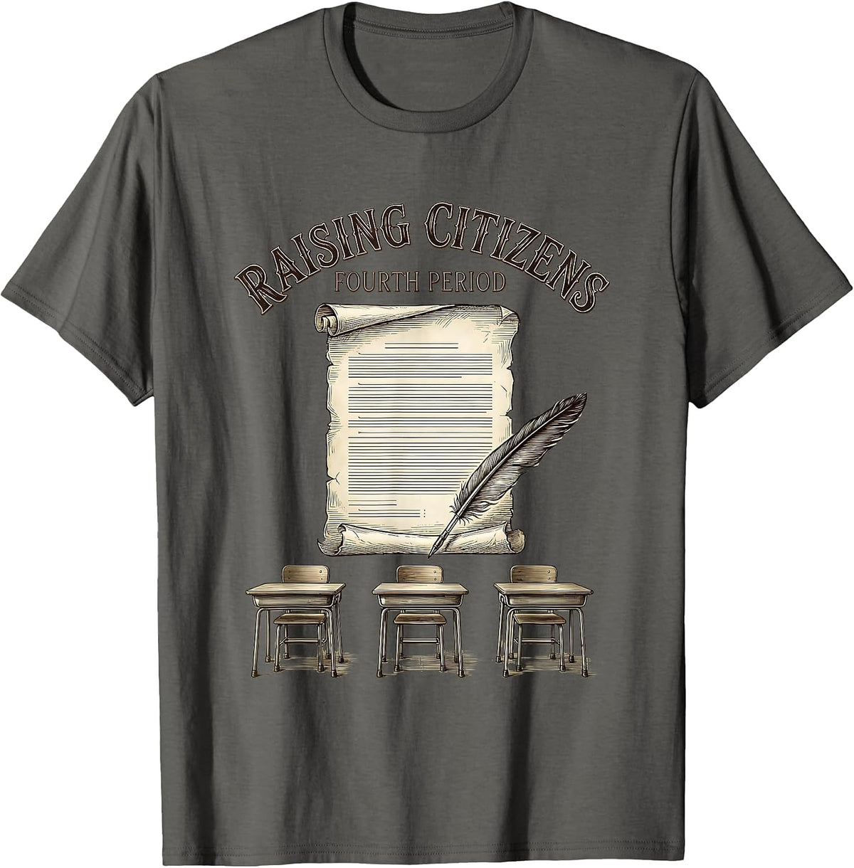 Raising Citizens Fourth Period Vintage Social Studies T-Shirt - Asphalt Grey