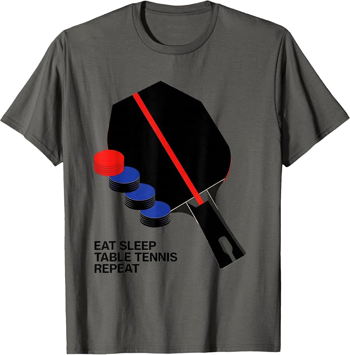 Men's EAT SLEEP TABLE TENNIS REPEAT Funny Table Tennis Player T-Shirt - Asphalt Grey