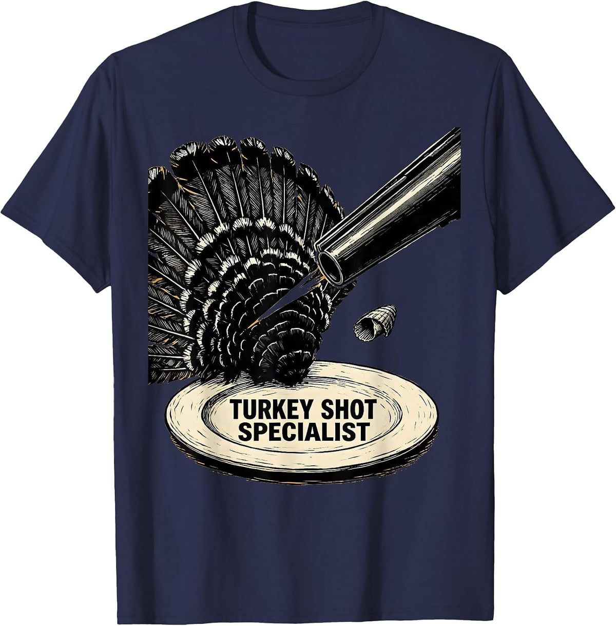 Men's Turkey Shot Specialist Funny Turkey Hunting Gift T-Shirt - Navy Blue