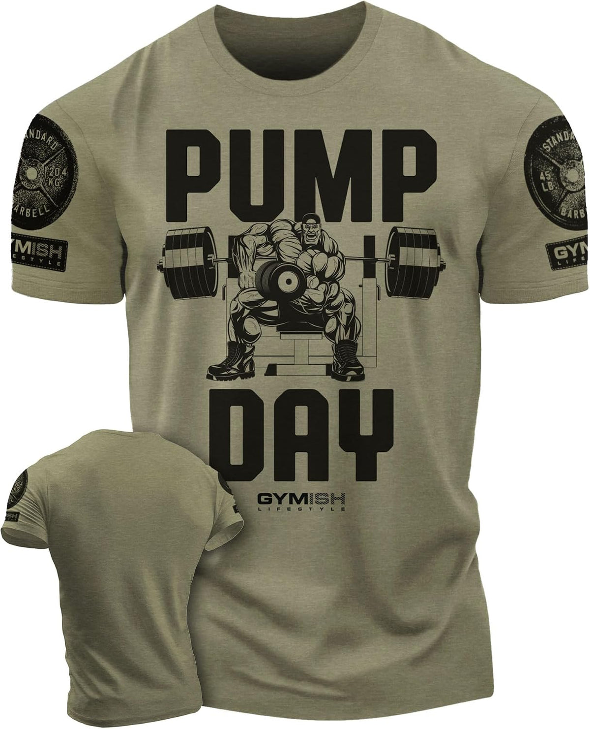 Pump Day Gym Workout T-Shirt for Men, Deadlift Lifting Funny Men's Gym Shirts - 1. Pump Day Military Green Branded