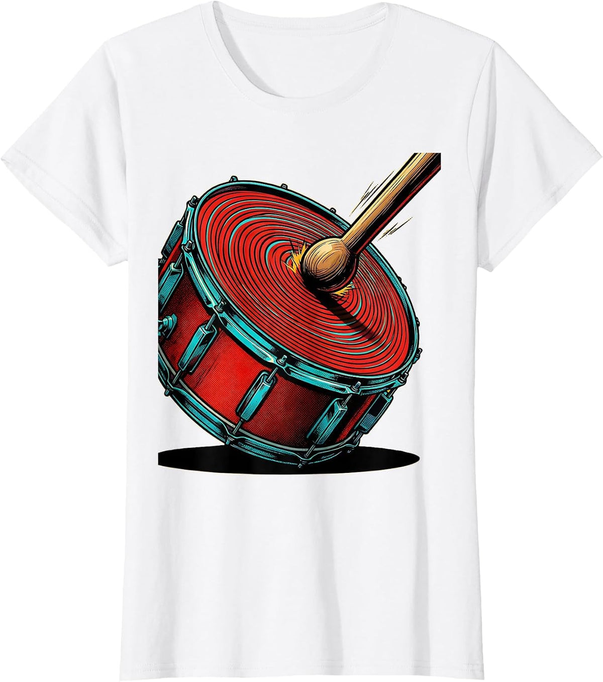 Go Team Battle Drum Strike Graphic T-Shirt - White