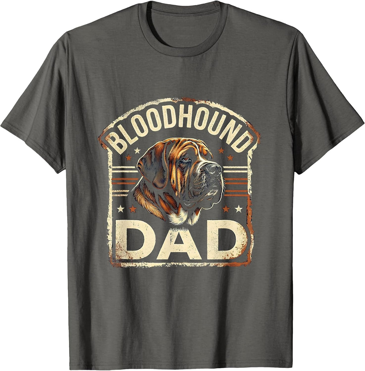 Bloodhound Dad Rubber Stamp Patriotic Dog Breed Pride 4th T-Shirt - Asphalt Grey