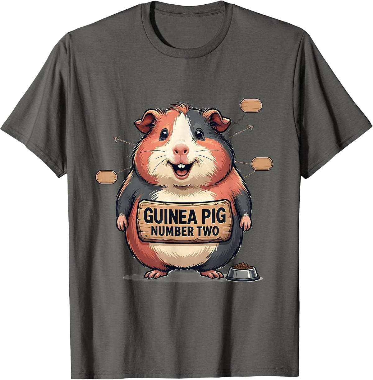 Guinea Pig Number Two Funny Pig Lover Novelty Mascot T-Shirt - Asphalt Grey