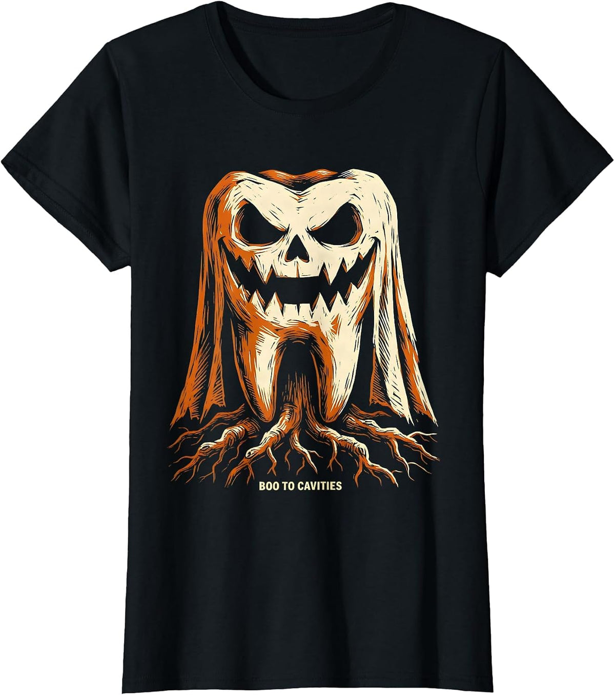 Women's Boo To Cavities Dental Halloween Design T-Shirt - Black