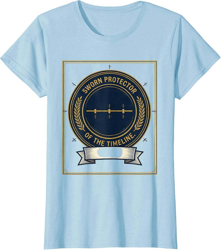 Women's Sworn Protector Of The Timeline Funny History Teacher Back T-Shirt - Baby Blue
