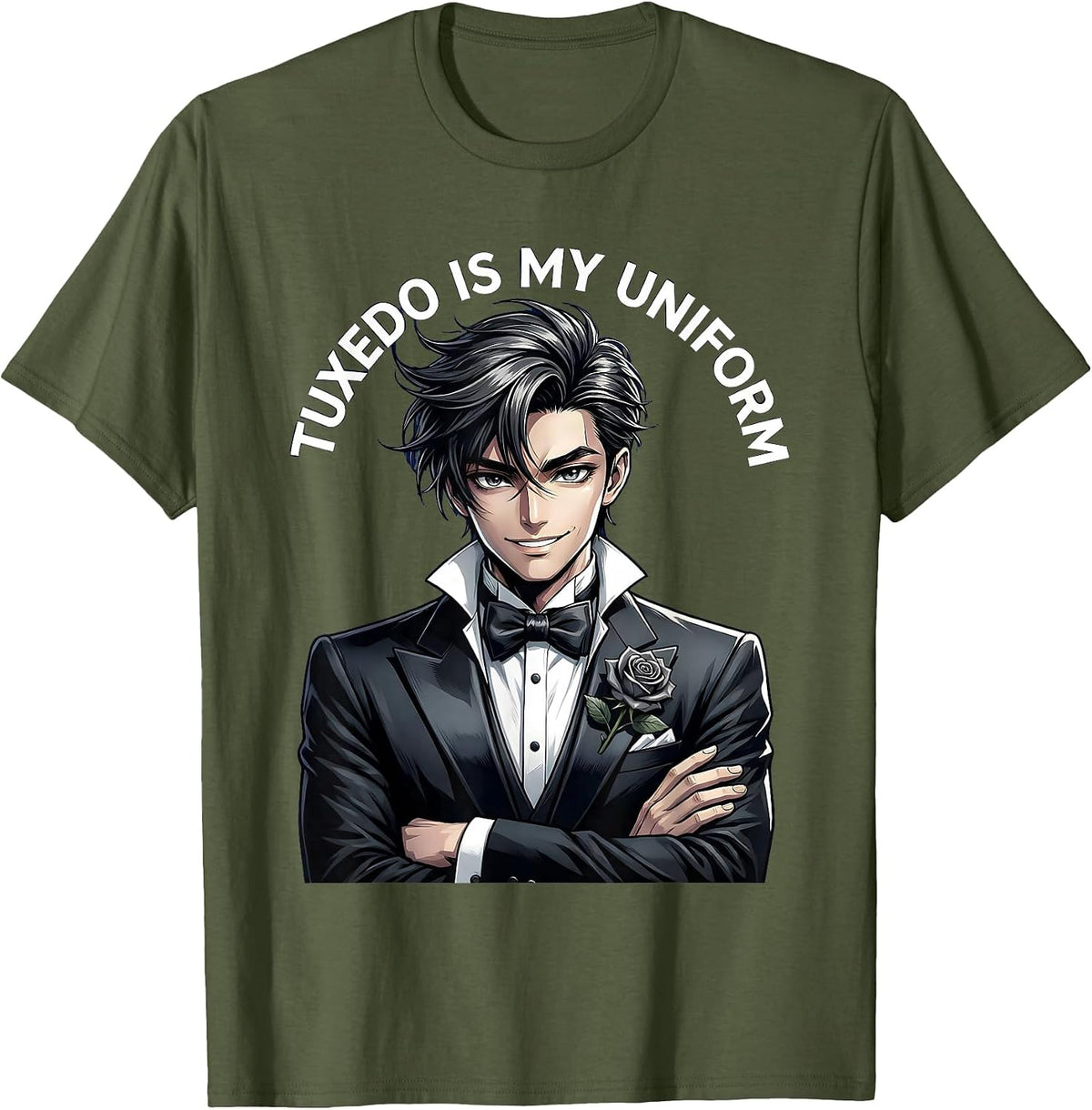 Men's Tuxedo Is My Uniform Formal Style Design T-Shirt - Olive Green