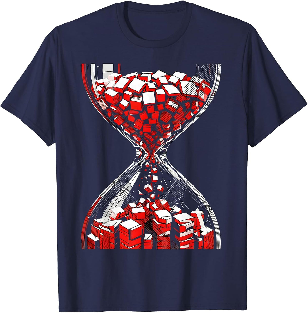 Free Speech Hourglass Falling Words Graphic T-Shirt - Navy Blue