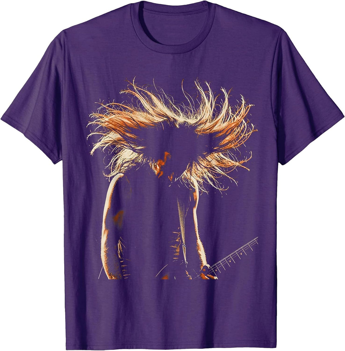 Headbanger Silhouette Concert Rock Music Graphic T-Shirt - Purple
