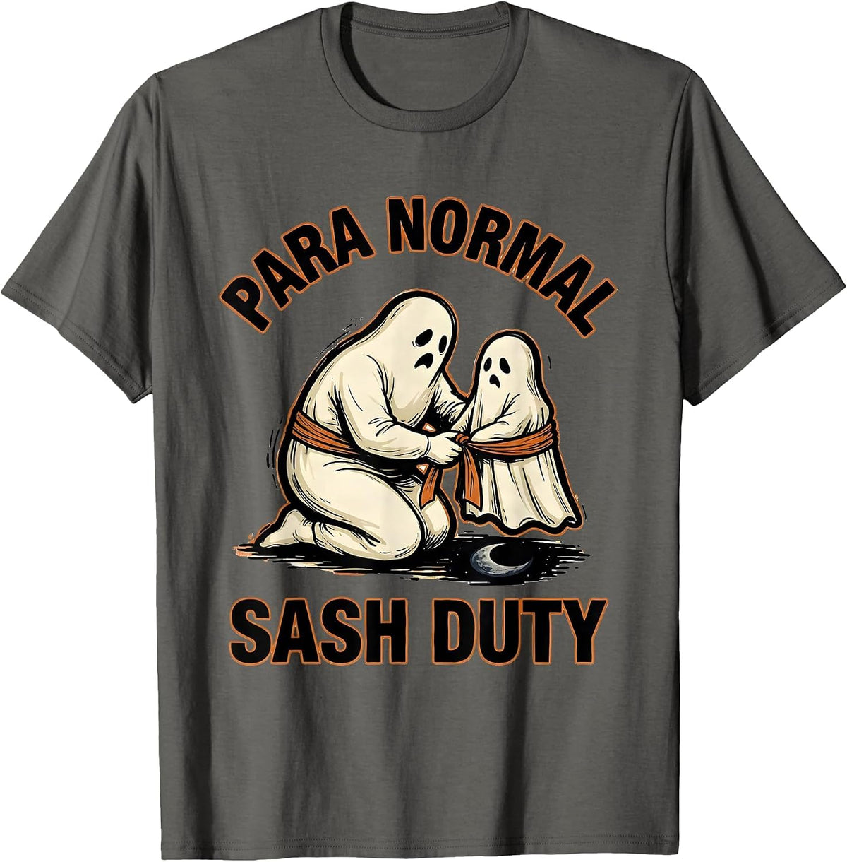 Men's Para Normal Sash Duty Funny Paraprofessional Ghost Halloween T-Shirt - Asphalt Grey