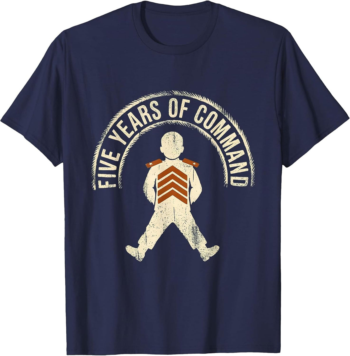 Five Years Of Command Rubber Stamp 5th Birthday Kids Humor T-Shirt - Navy Blue