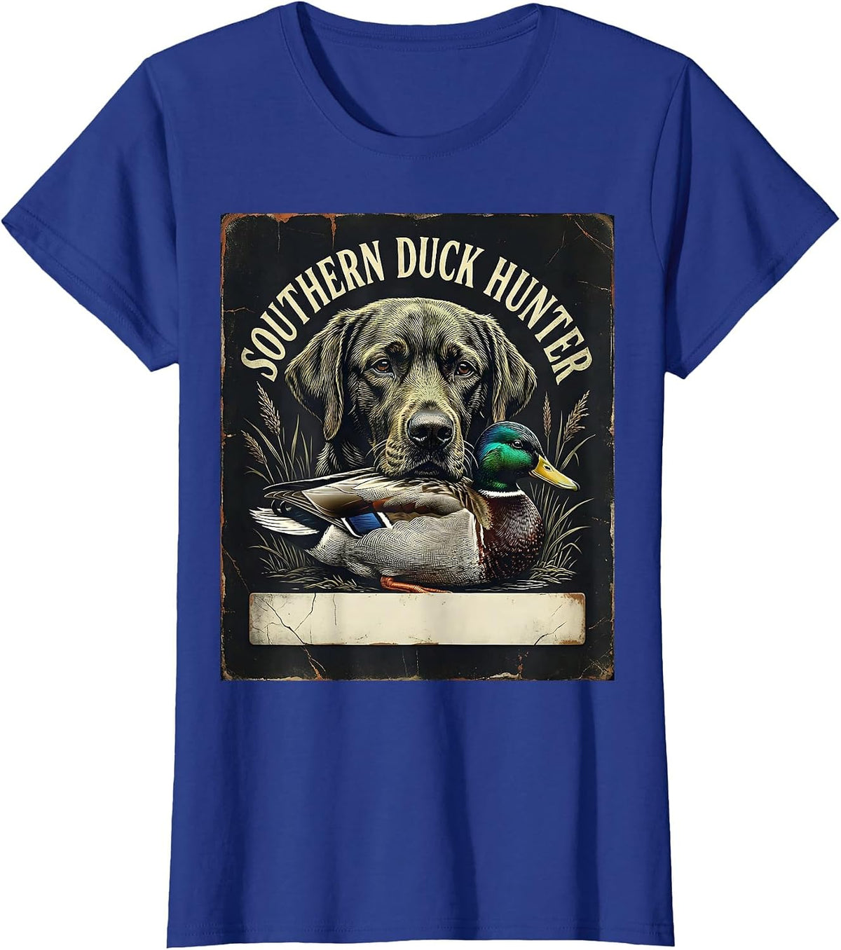 Women's Southern Duck Hunter Distressed Labrador Hunting Dog Vintage T-Shirt - Royal Blue