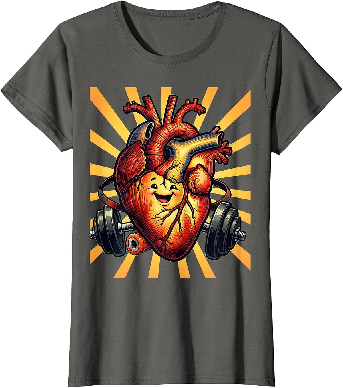 Women's Anatomical Heart Physical Therapy Tools Graphic T-Shirt - Asphalt Grey
