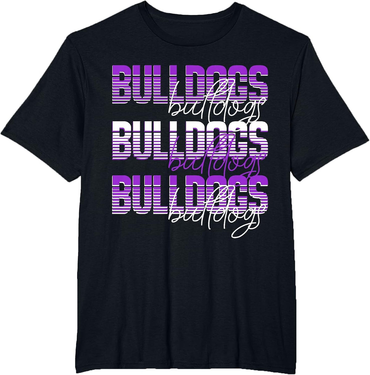 Bulldogs School Spirit Purple Bulldog Pride Game Day Mascot T-Shirt - Black
