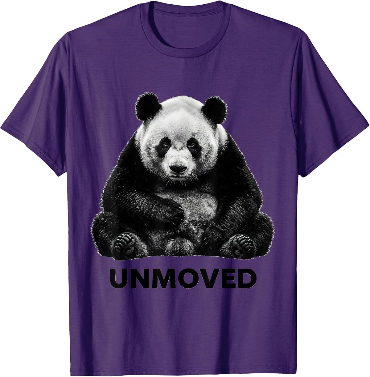Men's Unmoved Monochromatic Panda Bear Novelty Animal Humor T-Shirt - Purple