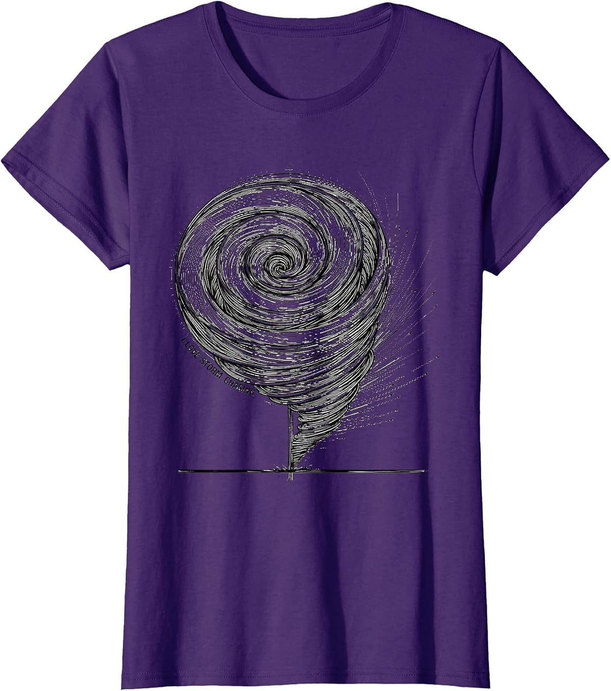 Women's I Love Storm Chasing Line Art Tornado Chaser Meteorology T-Shirt - Purple