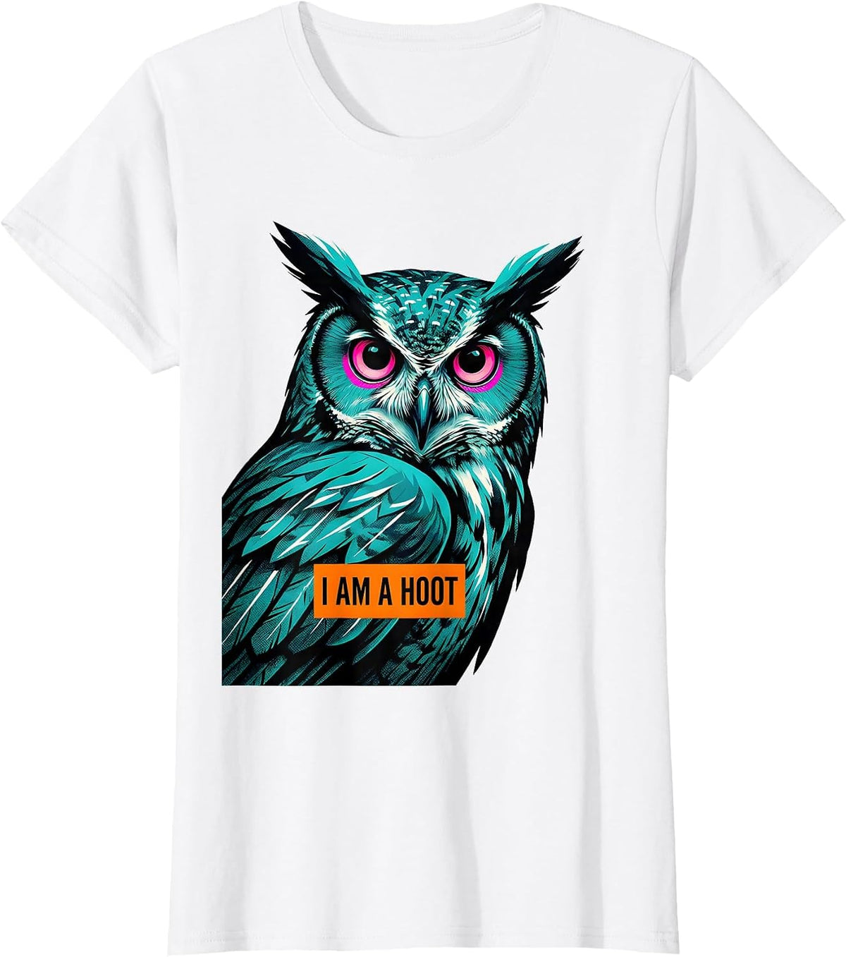 Women's I Am A Hoot Risograph Owl Lover Bird Enthusiast Humor T-Shirt - White