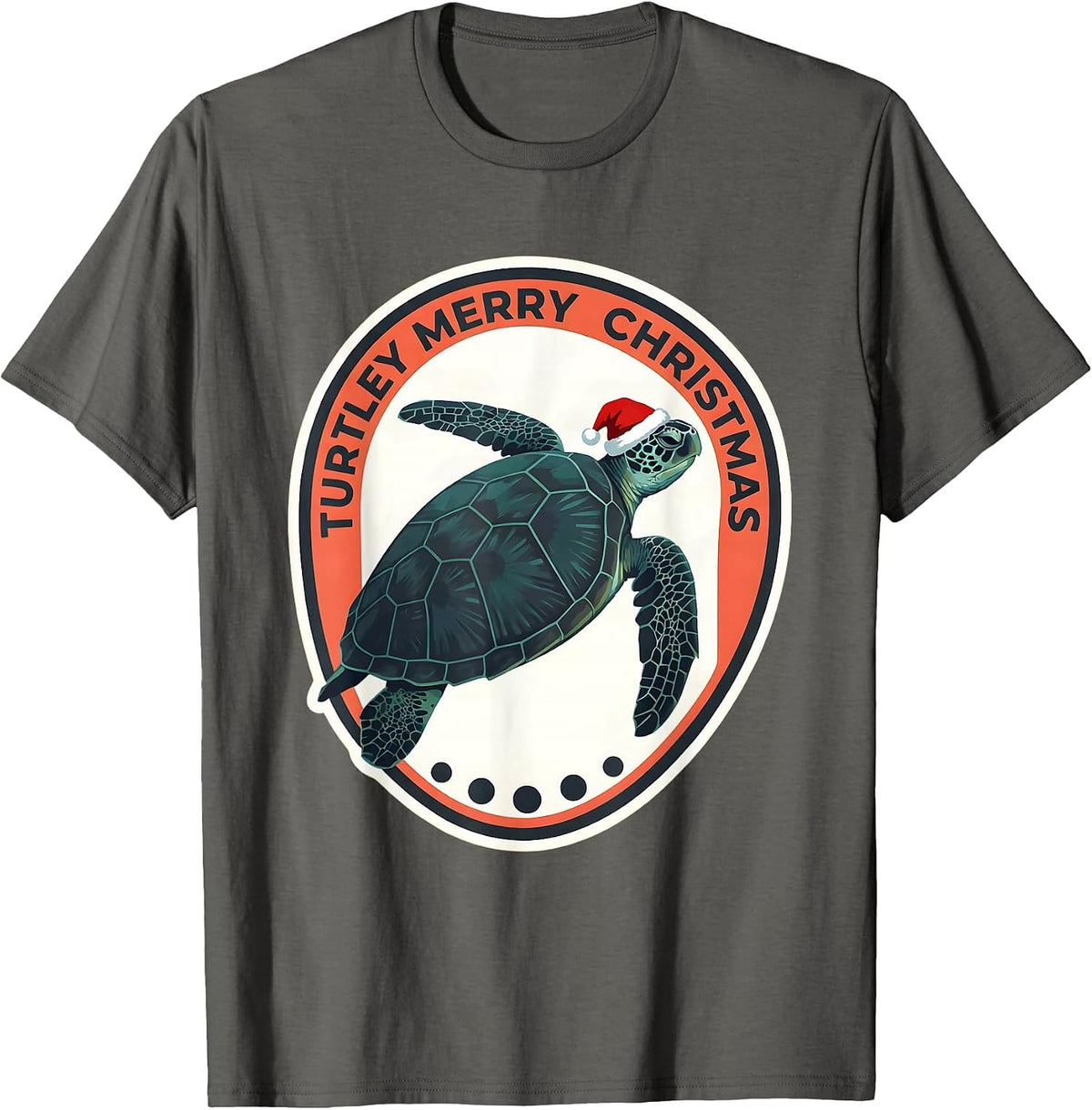 Turtley Merry Christmas Midcentury Modern Sea Turtle Lover T-Shirt - Asphalt Grey