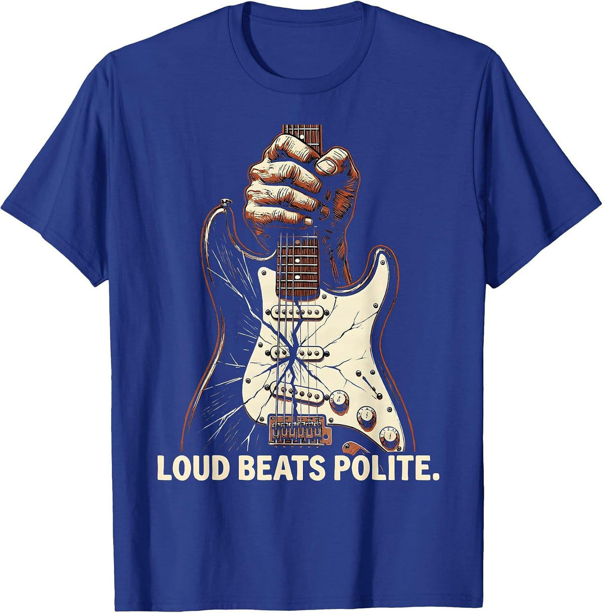 Loud Beats Polite Grunge Music Design T-Shirt - Royal Blue