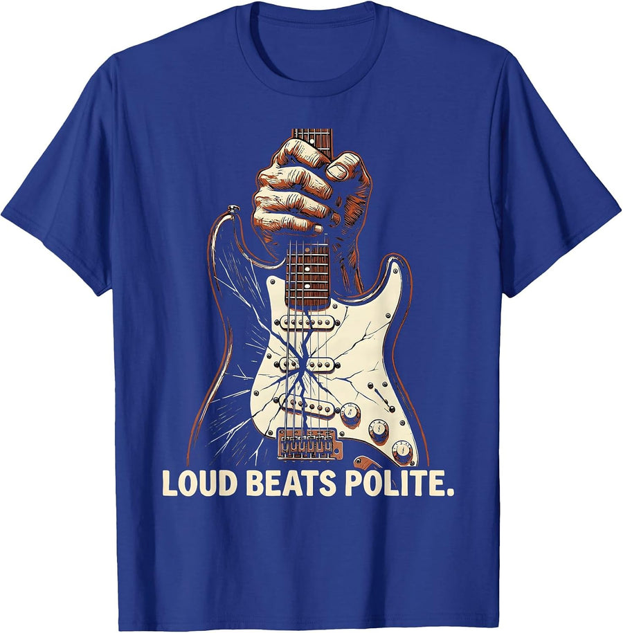 Loud Beats Polite Grunge Music Design T-Shirt - Royal Blue