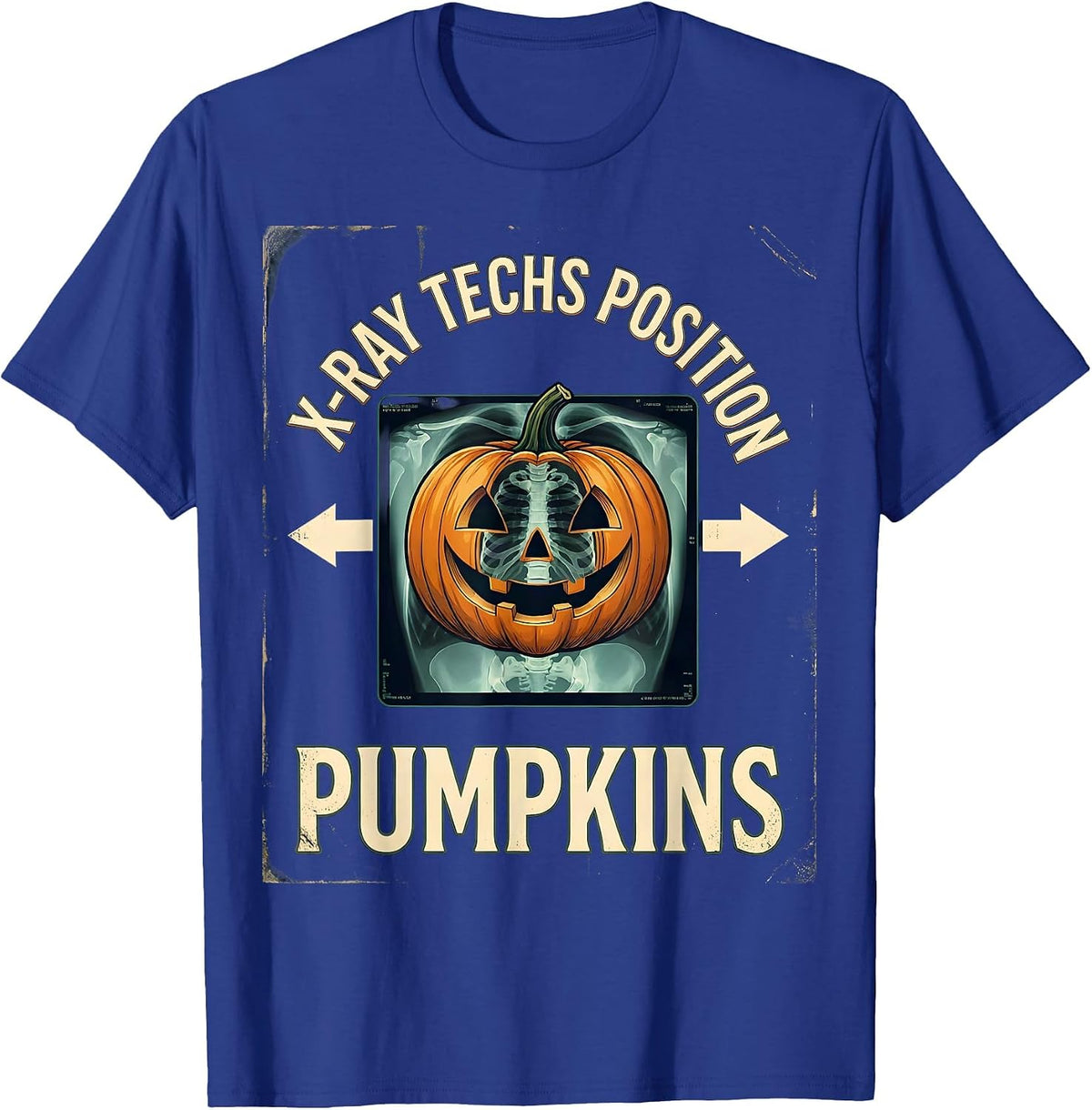 Men's X-Ray Techs Position Pumpkins Vintage Radiology Tech T-Shirt - Royal Blue
