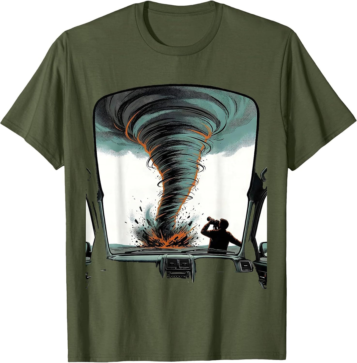 Tornado Chaser Storm Weather Enthusiast Humor T-Shirt - Olive Green